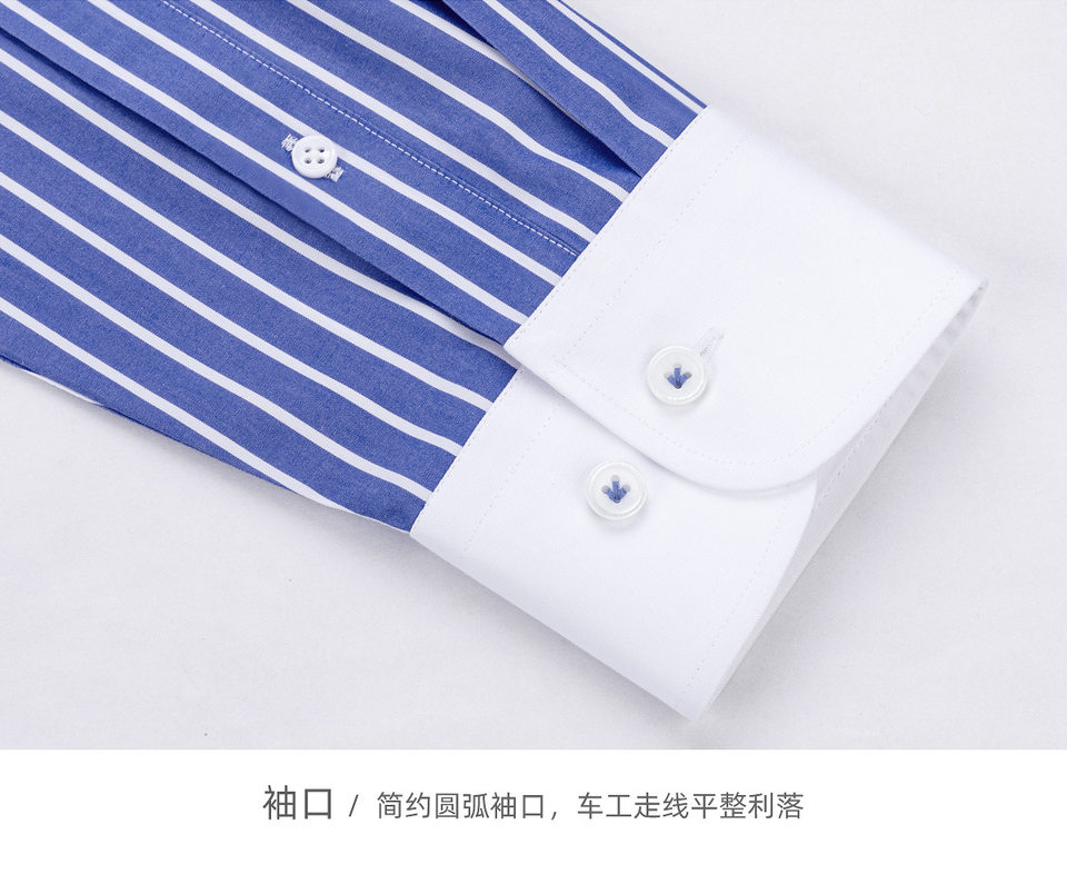 Áo sơ mi nam dài tay công sở cao cấp cổ phối màu, cotton 200 sợi chống nhăn — Sọc xanh lam - 210, Sọc xanh đậm-211 chi tiết 25