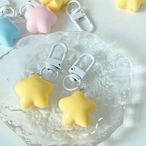 518可爱胖乎乎奶黄星星钥匙扣少女心软萌五角星挂件学生闺蜜情侣