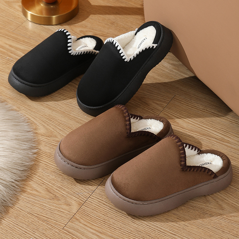 Autumn and winter home 4.0 thick slippers women's indoor and outdoor thick sole warm cotton slippers_voghion.com