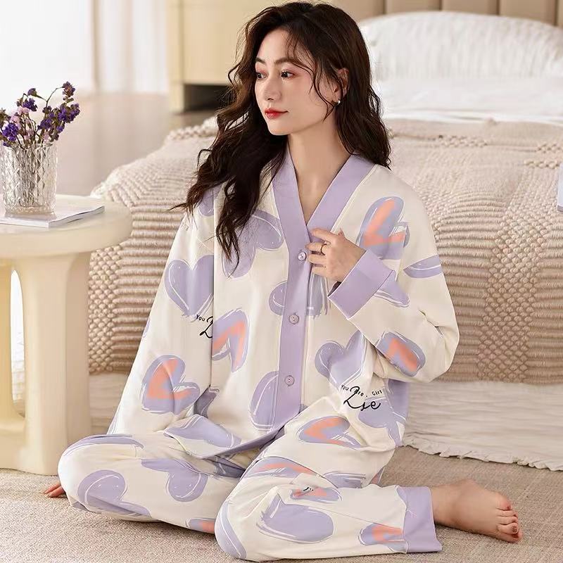 2025 pijama de perro de jade Gui primavera y otoño para mujeres manga larga dibujos animados adorables estudiantes adolescentes gran tamaño gordo mm ropa de hogar
