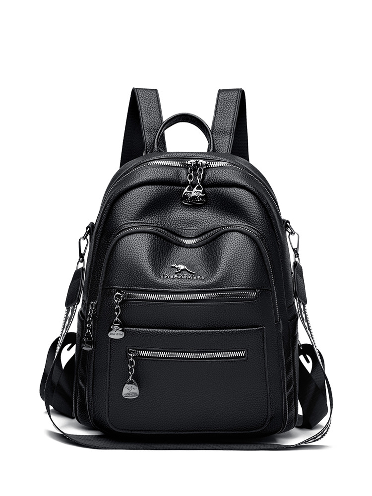 Textura transfronteriza mochila de cuero suave, mochila de mujer, 2026 nueva moda, ocio, moda, mochila multipropósito.