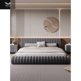 Nordic Modern Minimalist Fabric Bed Ins Minimalist Italian Light Luxury Tatami Master Bedroom Large Bed Double Soft Wedding Bed