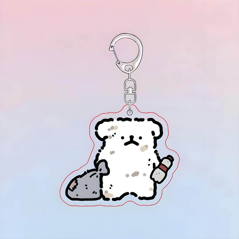 Line Drawing Puppy Keychain, Cute Little Chicken Feather, Small White Acrylic Pendant, New Fun Cartoon Anime Pendant Line Drawing Puppy Keychain, Cute Little Chicken Feather, Small White Acrylic Pendant, New Fun Cartoon Anime Pendant