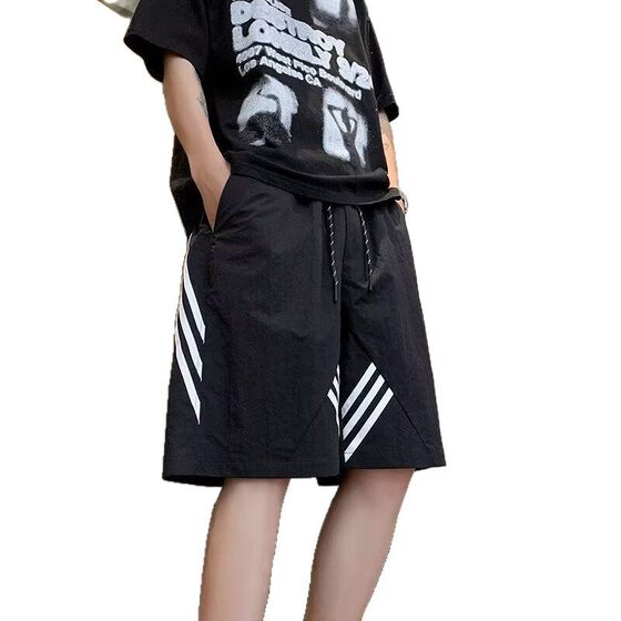 American Style Quick-drying Striped Sports Shorts Men's Summer Thin Trendy Brand Loose Casual Pants Breathable Running Pants