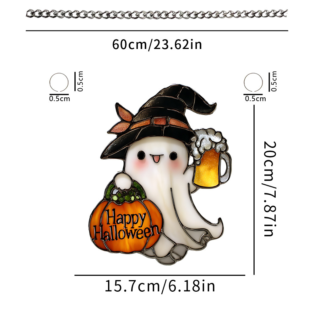 Nuevo Halloween bajo la luna antes de dormir lindo fantasma plano acrílico 2D colgante de decoración de atmósfera de vacaciones