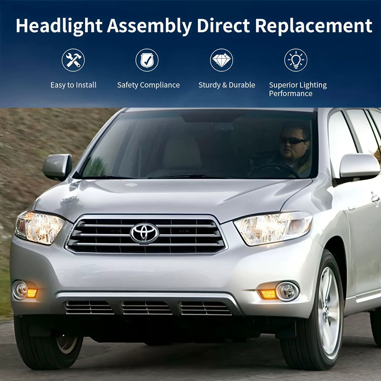 Suitable for 2009-2011 Toyota Highlander daytime running light front fog light frame modification LED daytime running light