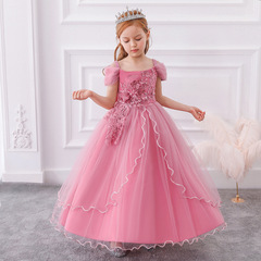 2024 New Children's Formal Dress Long Sleeveless Princess Dress Fairy Flower Long Skirt Stage Performance Ball Gown