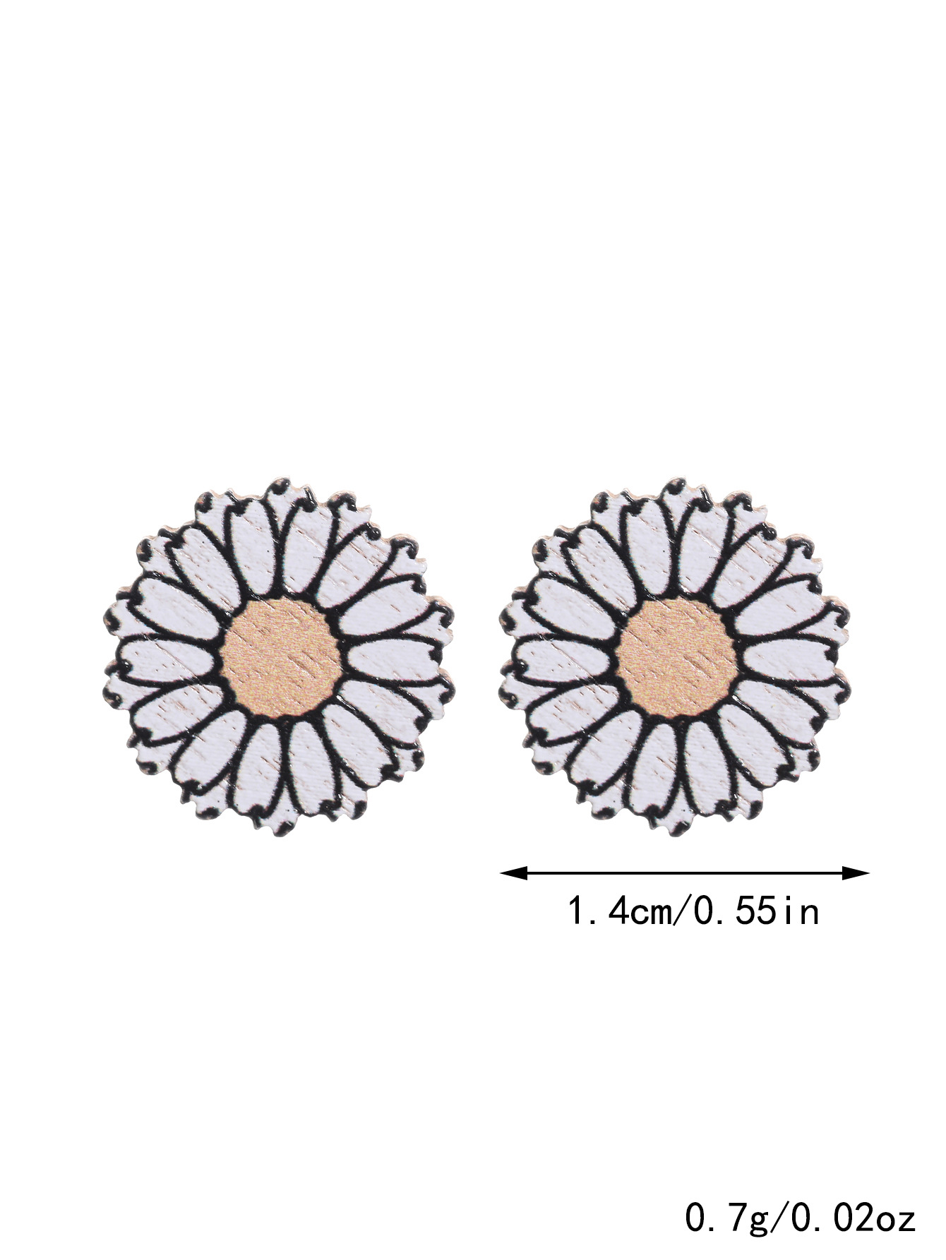 1 Pair Pastoral Sunflower Flower Wood Ear Studs display picture 5