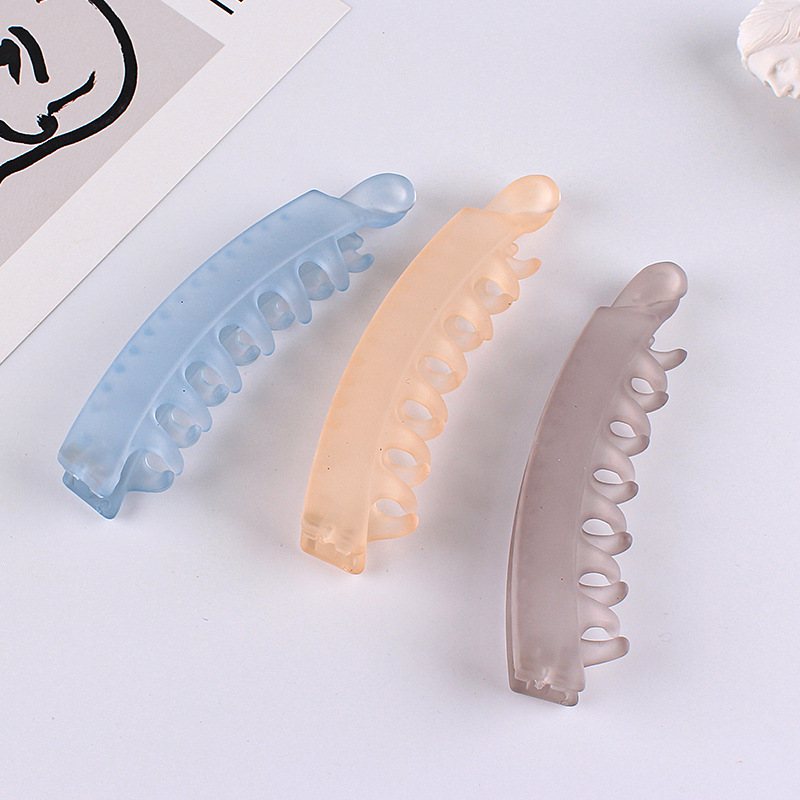 工場直販 日韓人気 フロスト加工 新品 ワンワードヘアクリップ レトロ風 万能 透明カラー ポニーテールヘアクリップ ヘアアクセサリー|undefined