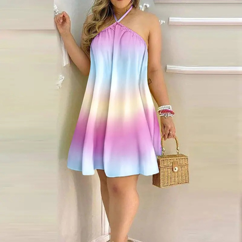 2022 estación independiente deseo Amazon caliente verano llano hombro cuello lazo vestido suelto vestido femenino image 3