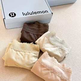 新款Lulu蓝盒女士内裤法式蕾丝中腰莫代尔精品礼盒4条三角裤代发