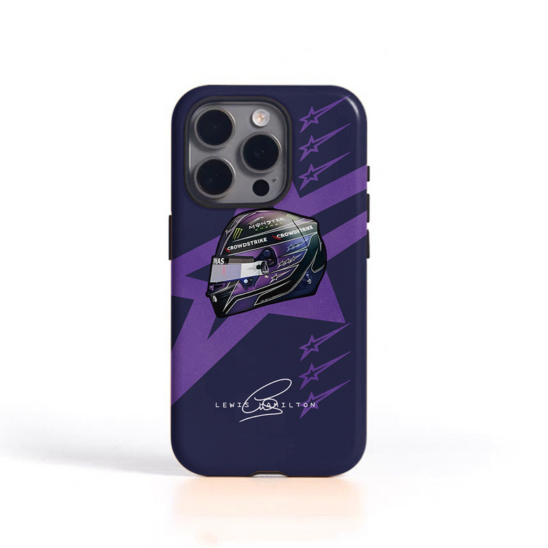 F1 Cool Purple Helmet Two-In-One Film Case Suitable for Iphone17P/15/14Pro/13/12/