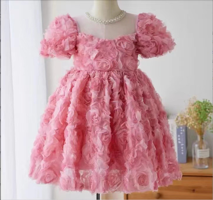 Vestido para niños Vestido de princesa niña de un año de edad, anfitrión de pasarela piano tocando vestido de rendimiento de niña Primavera