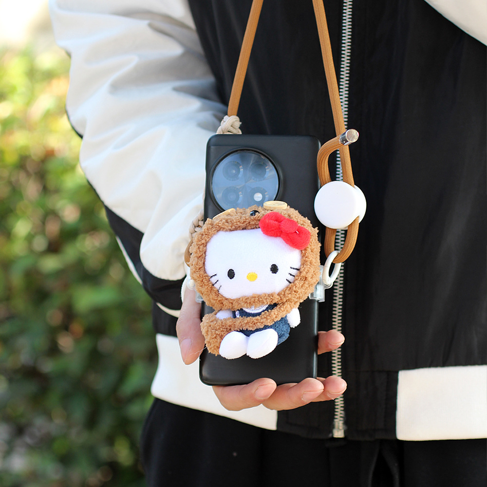 Clip de espalda para teléfonos móviles universales hellokitty felino muñeca de peluche corda de cinturón adorable ajustable muñeca de dibujos animados image 7