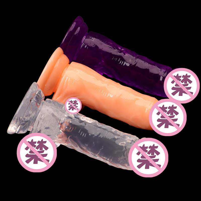 Wearable Strapless Dildo with Suction Cup, Transparent TPE, Veined Shaft with Egg Base — detail image 6