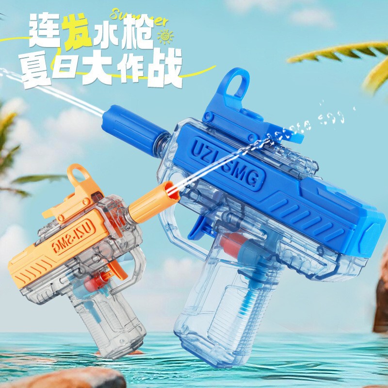 New Product Uzi Water Gun with Interlocking Return-To-Barrel Technology, Large Capacity, Continuous Firing, Transparent Water Gun, Children's Water Splashing Festival Toy Wholesale New Product Uzi Water Gun with Interlocking Return-To-Barrel Technology, Large Capacity, Continuous Firing, Transparent Water Gun, Children's Water Splashing Festival Toy Wholesale