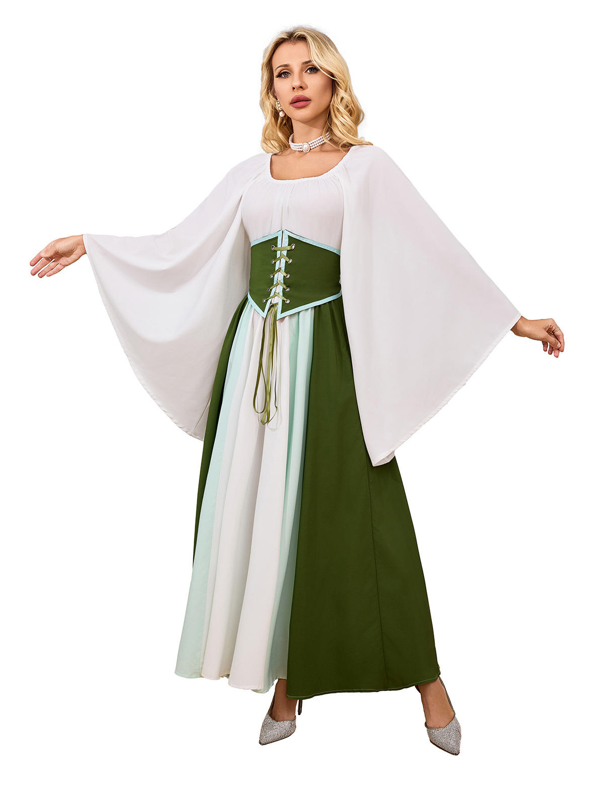 Halloween cos medieval renacimiento mujeres mono vestido largo traje de la etapa juego de rol traje Retro