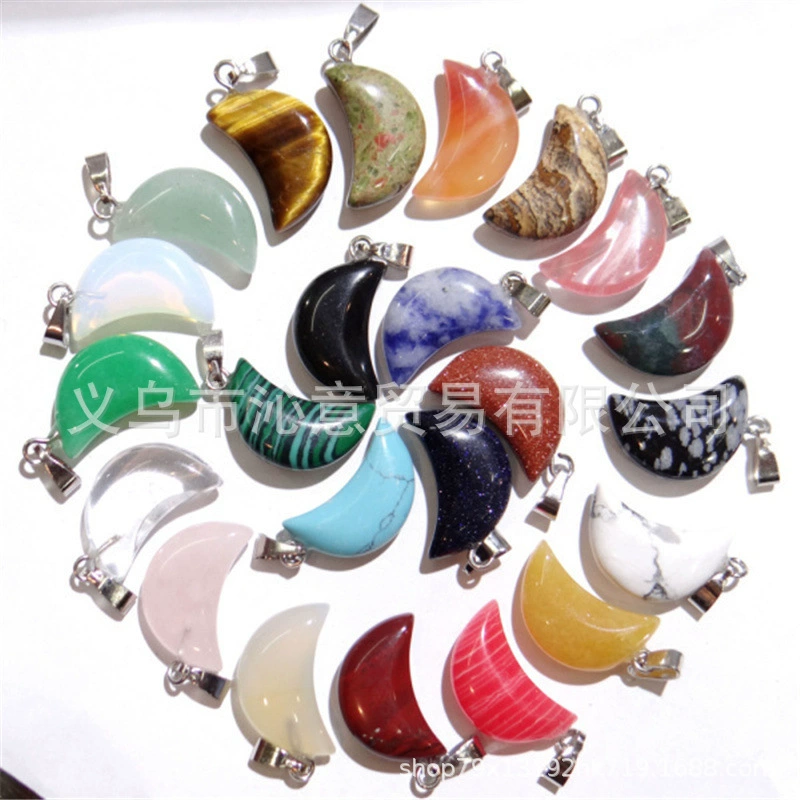 Натуральный Кристалл полудрагоценный камень маленькая Луна полумесяц Кулон ожерелье кулон DIY ювелирные аксессуары трансграничные прямые продажи