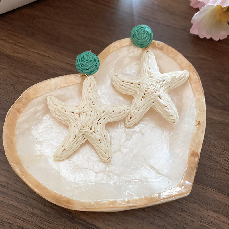 16g Weight Electroplated Gold Plating Process 316 Stainless Steel Ear Needle Material Drop Earrings Classification 1 Pair Quantity Daily Occasion raffia, Iron Material Starfish Pattern Women's Gender Marine Style Style 1 Pair Marine Style Starfish Raffia Iron Drop Earrings 7