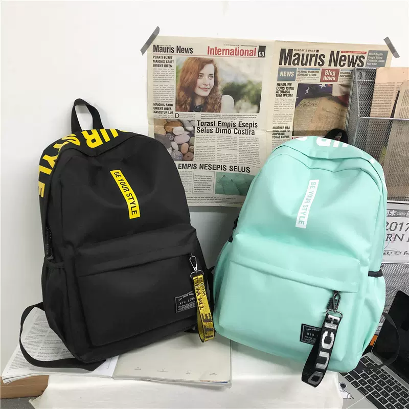 韩版时尚学生书包电脑背包可印logo初高中学生双肩包休闲背包批发