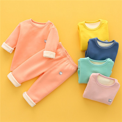 baby Thermal Underwear suit Plush thickening Children Winter clothes Female baby Winter clothes children Primer pajamas