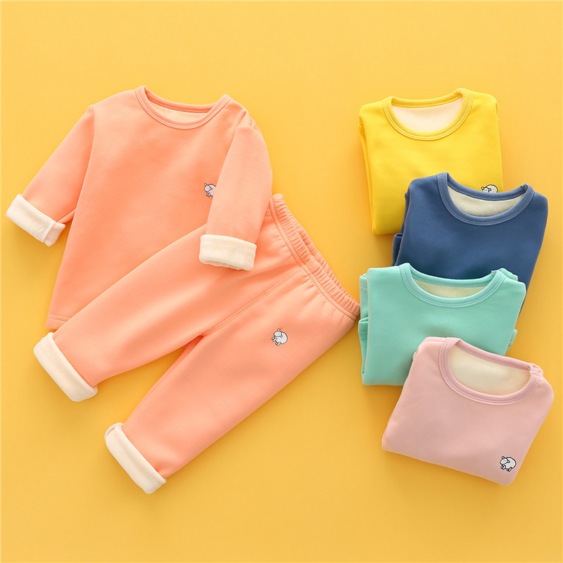 baby Thermal Underwear suit Plush thickening Children Winter clothes Female baby Winter clothes children Primer pajamas