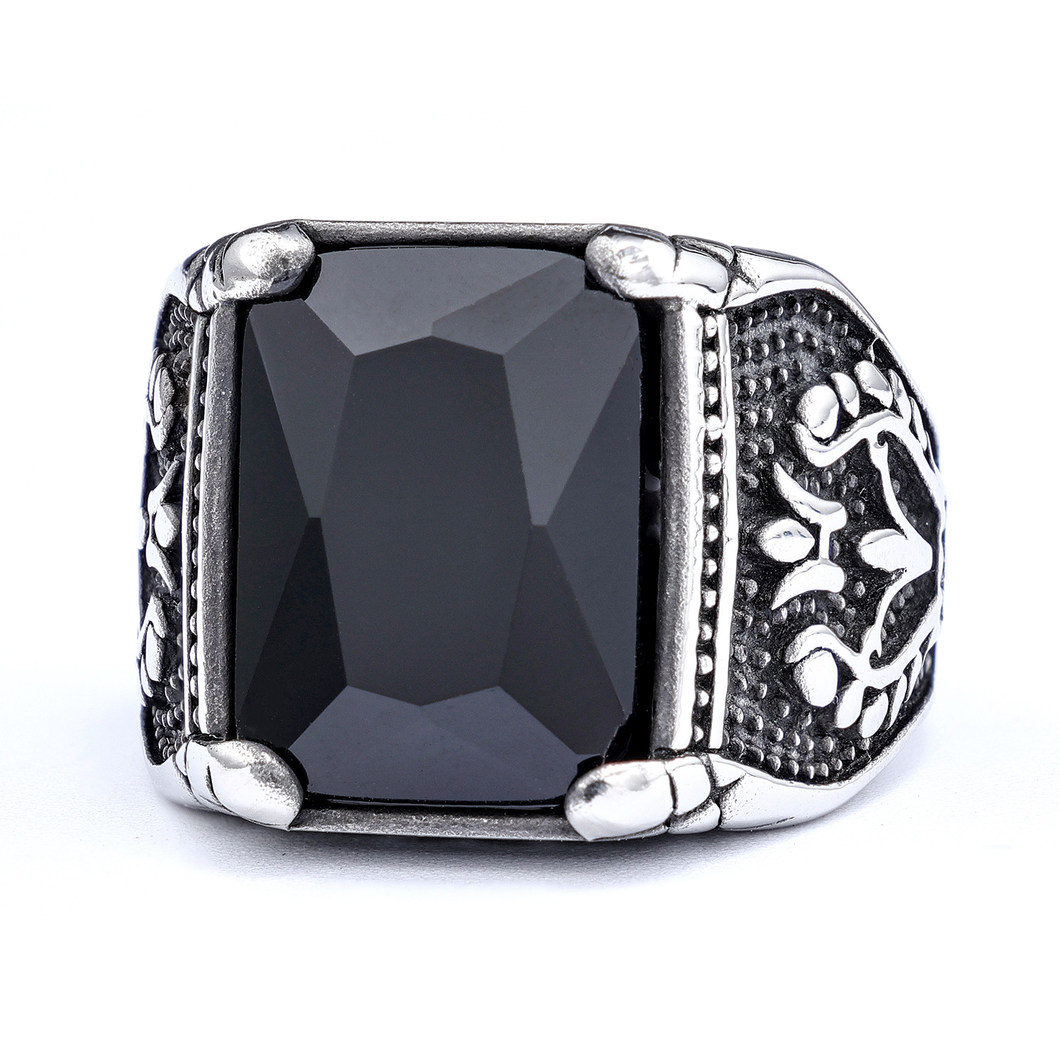 Anillos apilables retro de tulipán con gemas, de acero inoxidable, que no se oxidan, joyería de moda, venta al por mayor, estilo nórdico, superventas transfronterizo.