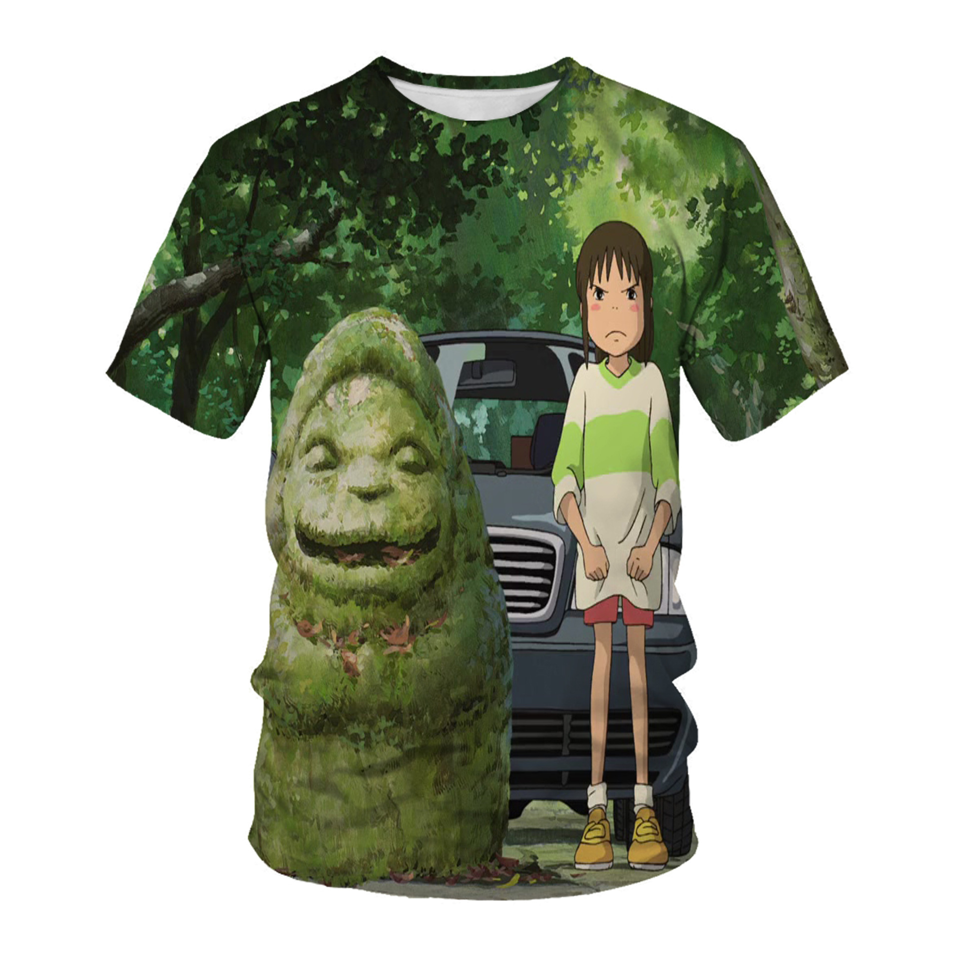 Men's summer trend cartoon T-shirt with a round collar for leisure