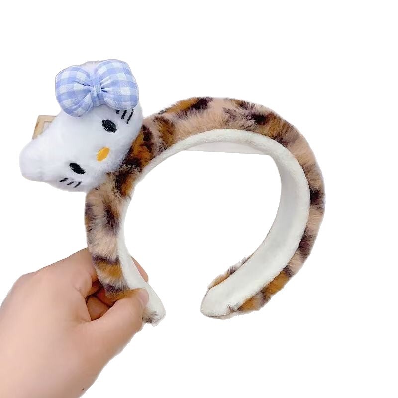 可爱猫猫毛绒豹纹发箍洗脸化妆敷面膜专用卡通头箍发卡发饰女|undefined