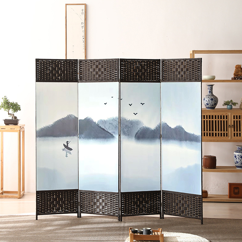 中国風のシンプルなスクリーンパーティション壁屏風リビングルーム寝室ブロッキングシンプルモダンな折りたたみモバイル布バリアホーム