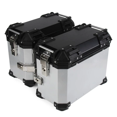 Motorcycle-Specific Quick-Release 38L Side Box, Aluminum Alloy Side Boxes, Three Boxes, Tail Box, Motorcycle Trunk (Motorcycle trunk) - flat-38l-silver