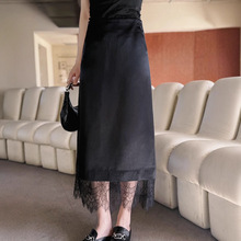 【韩贝诗】25春意法气质法式蕾丝拼接半身裙中长款女