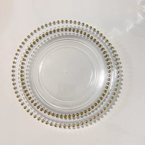Classic transparent bead edge plate fruit plate wedding banquet plate European home decoration tray pastry snack plate