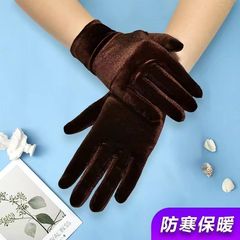 女性の短い弾力手袋金糸手袋秋冬防寒保温綿布手袋舞踏会レジャー手袋