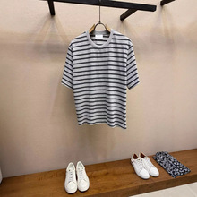 欧洲站 25ss夏季男士爱心ami圆领条纹短袖t恤体恤衫 欧美原单微信