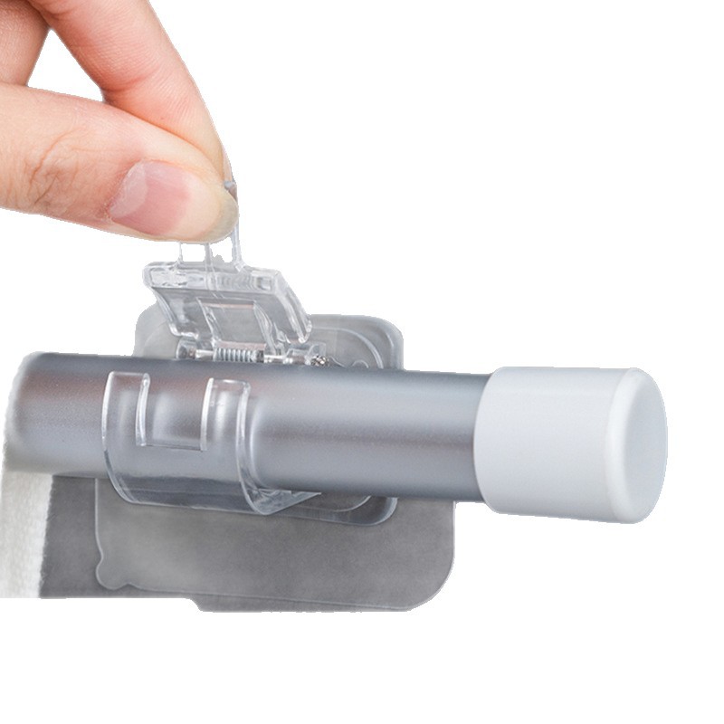 gancho de barra de cortina fijador de clip de barra de cortina sin agujeros de pegado tipo soporte clip de barra transversal cortina de puerta telescópico gancho adhesivo