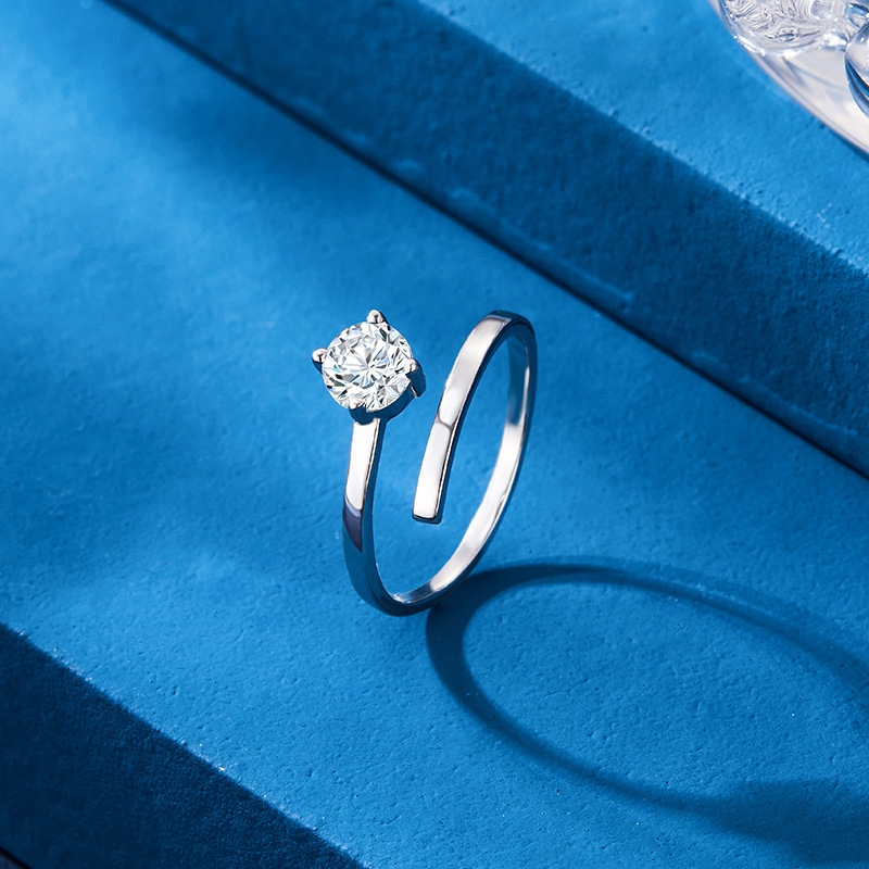 Anillo de pareja de plata esterlina par temperamento simple anillo de hombres y mujeres luz diseño de lujo sentido nicho único diamante pulsera abierta