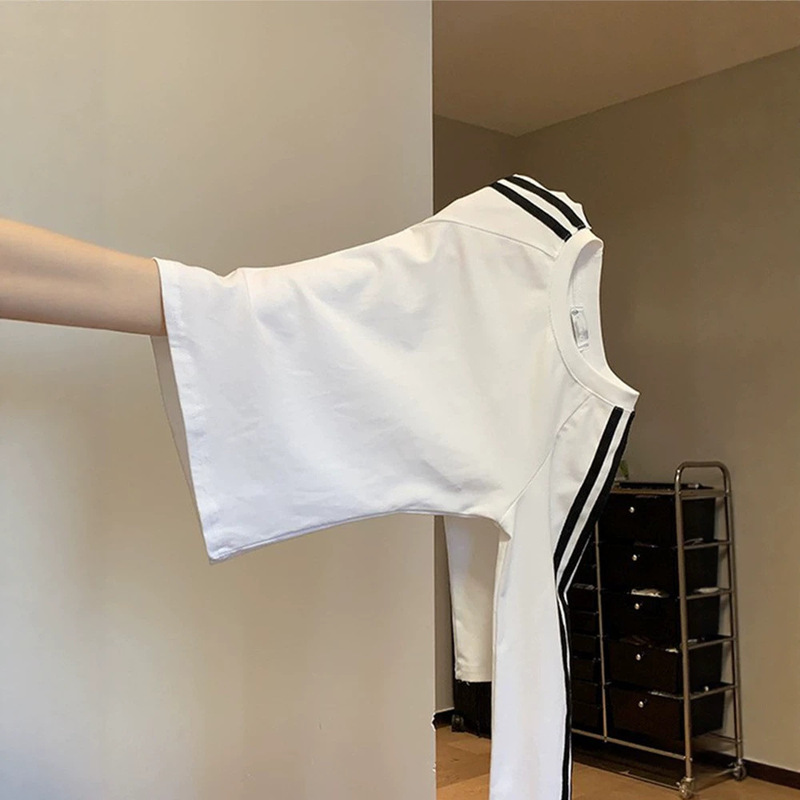 Cross-border three-stripe long-sleeve women's slim-fit t-shirt for spring, autumn, and winter, suitable for layering or wearing alone, in a cool and trendy American style Cross-border three-stripe long-sleeve women's slim-fit t-shirt for spring, autumn, and winter, suitable for layering or wearing alone, in a cool and trendy American style