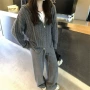 宽松松弛连帽针织阔腿裤