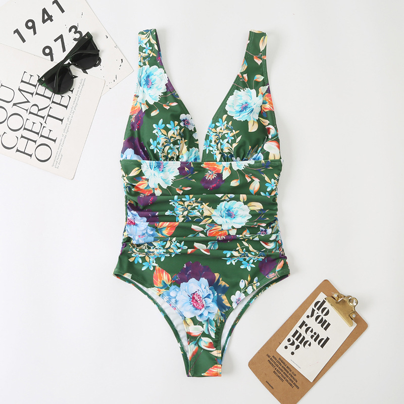 Sleeveless Sleeve Length Ladies One Piece Printed Swimsuit Sexy Swimsuit