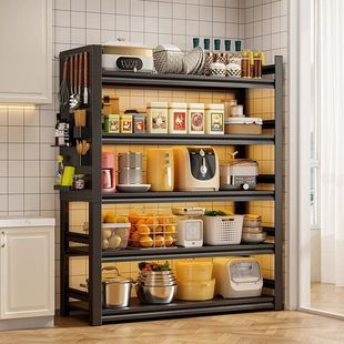 Kitchen Rack Floor-Standing Multi-Layer Household Balcony Shelf Storage Rack Pot Rack Oven Microwave Oven Storage Rack Cabinet