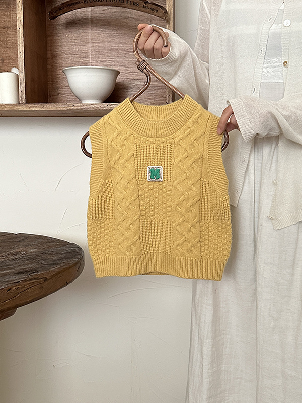 Primavera coreana para niños chalecos de arroz blanco literario camiseta de jersey para niños y niñas primavera y otoño sin mangas hombros