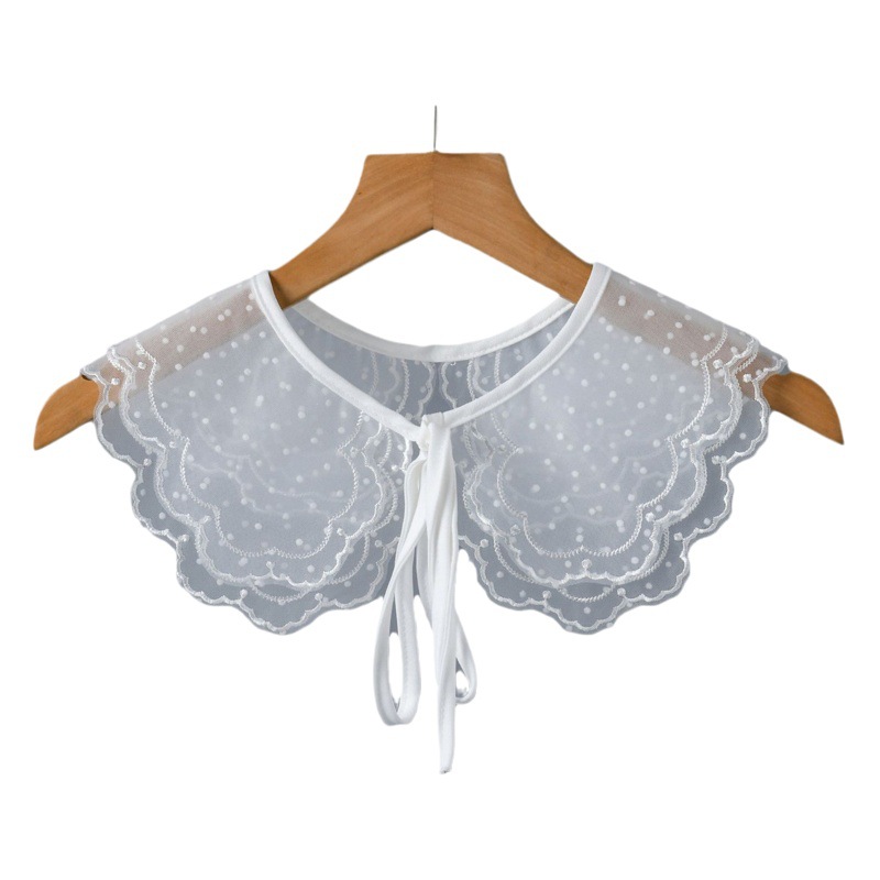 Lace-up shawl fake collar hollow net outer wear