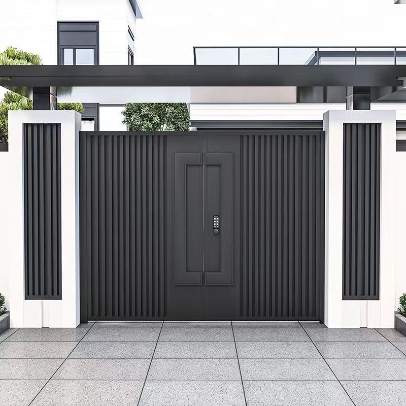 庭院新中式铝合金大门自建房双开大门别墅铝合金大门电动户外大门