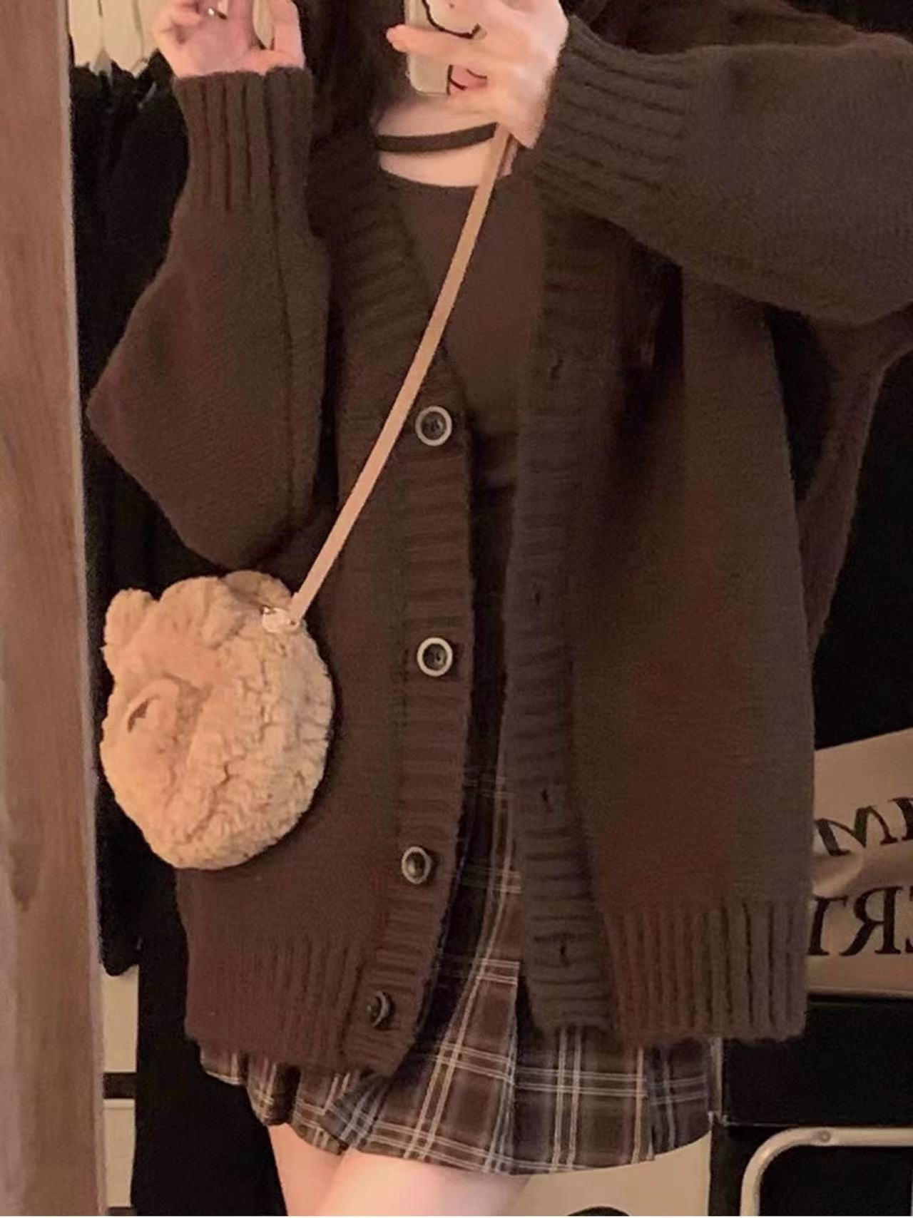 Coreano color sólido de cuello en V jersey de punto suéter mujeres otoño invierno nuevo estilo perezoso estilo suave pegajoso versión suelta abrigo grueso image 9