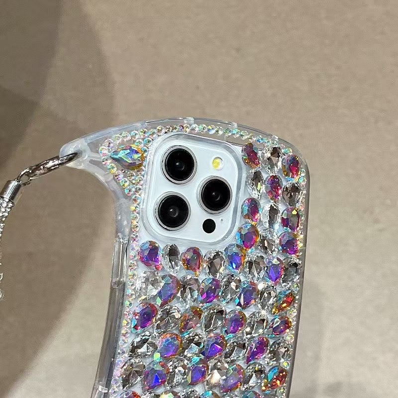 Handmade Diy Phone Case With Diamond Pattern And Curved Design_voghion.com