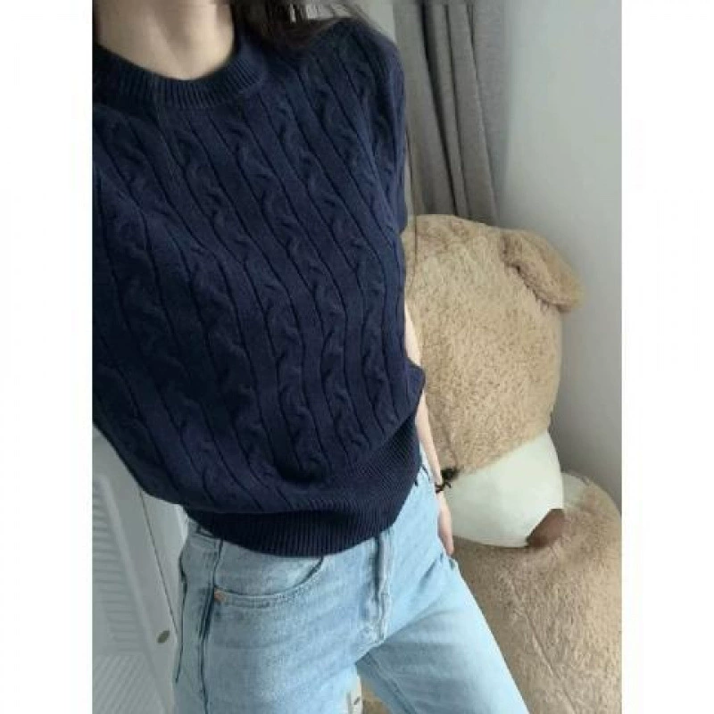 Французский нежный ветер с короткими рукавами пуловер