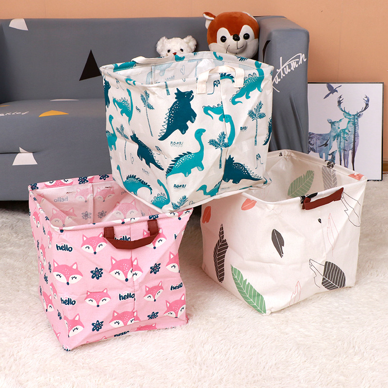 Cesta de almacenamiento de artículos diversos cuadrados de tela cesta de lavandería de doble ASA cesta de lavandería tela de algodón ropa de lino cesta de almacenamiento al por mayor