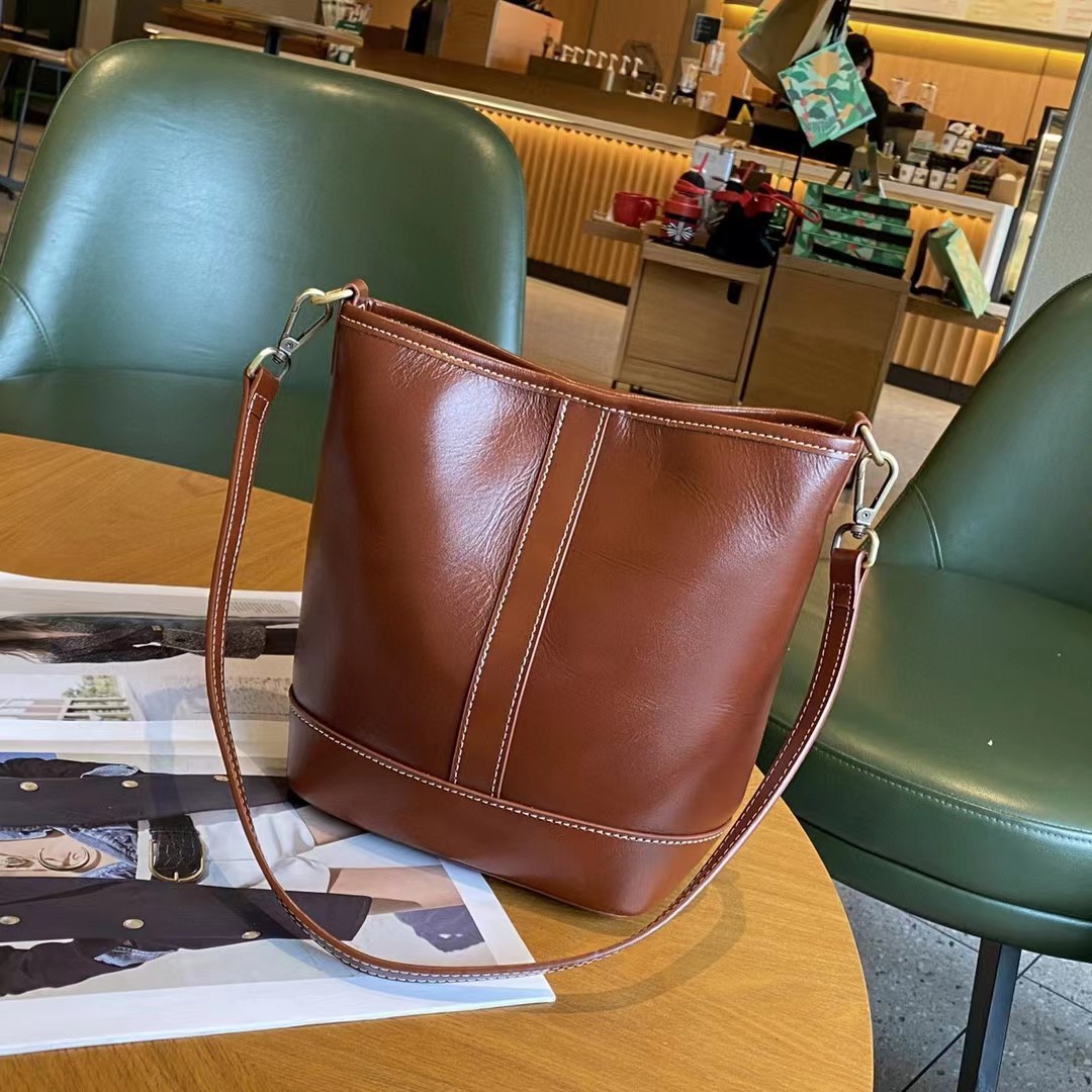 2026 New Luxury Commuter Bucket Bag For Women, Spring Crossbody Genuine Leather Shoulder Bag, Underarm Bag - Thumbnail 2