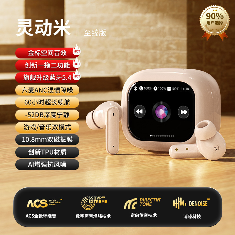 ソースメーカー ANC + ENC デュアルノイズリダクション Bluetooth ヘッドセット Huaqiangbei カラー スクリーン タッチ コントロール ワイヤレス ヘッドセット カスタマイズされたプライベート モデル|undefined